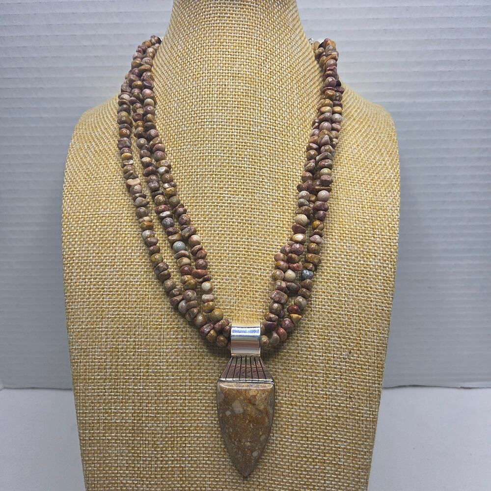 Vintage Jay King Desert Rose Trading Sterling Silver Jasper Necklace Jewelry